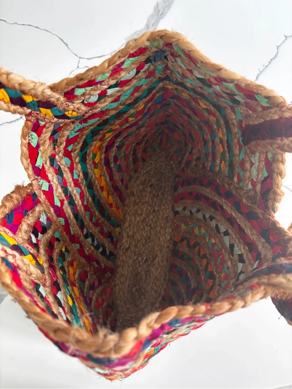 Boho Multicolor Braided Straw Tote Bag